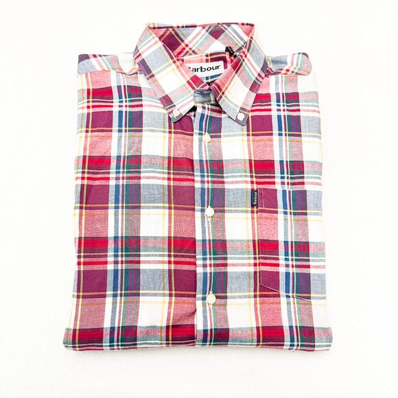 Barbour Men's Warren Shirt Plaid Patterned Button Down Short Sleeve Size Medium - Picture 1 of 8